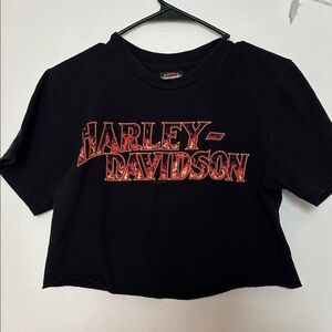 Women’s Harley-Davidson Black Crop Top with Fiery Logo